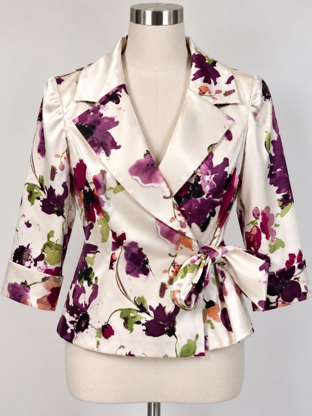 Alex Evenings Petite Floral Satin Jacket Blazer Size SP